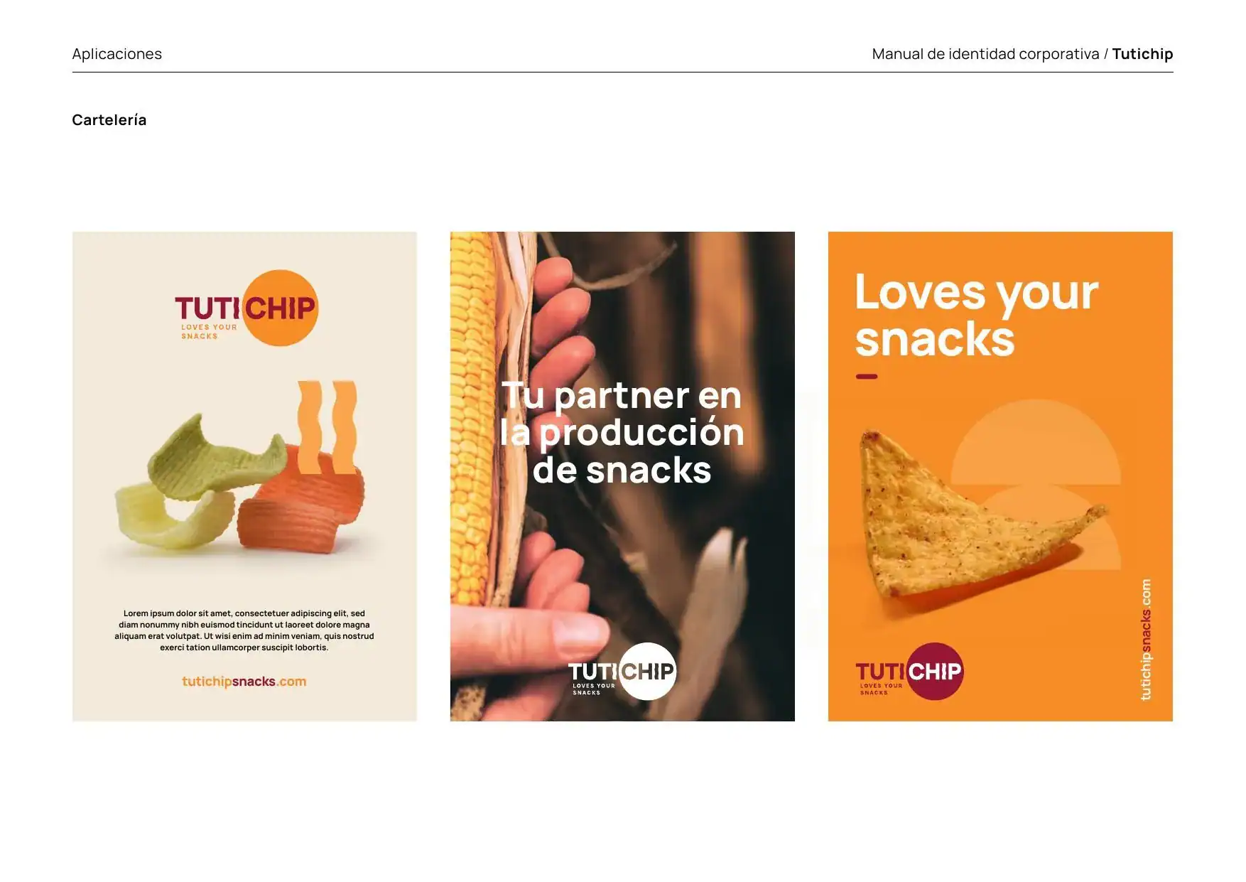 Cartelería de Tutichip del manual de identidad corporativa de Mariona Agency