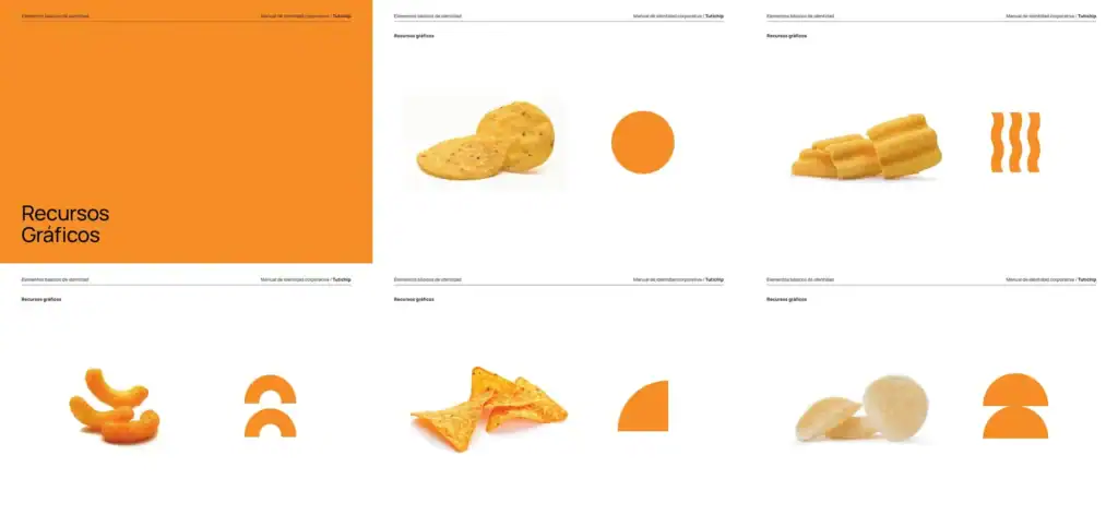 Recursos gráficos de Tutichip: formas que nacen de la silueta de sus snacks