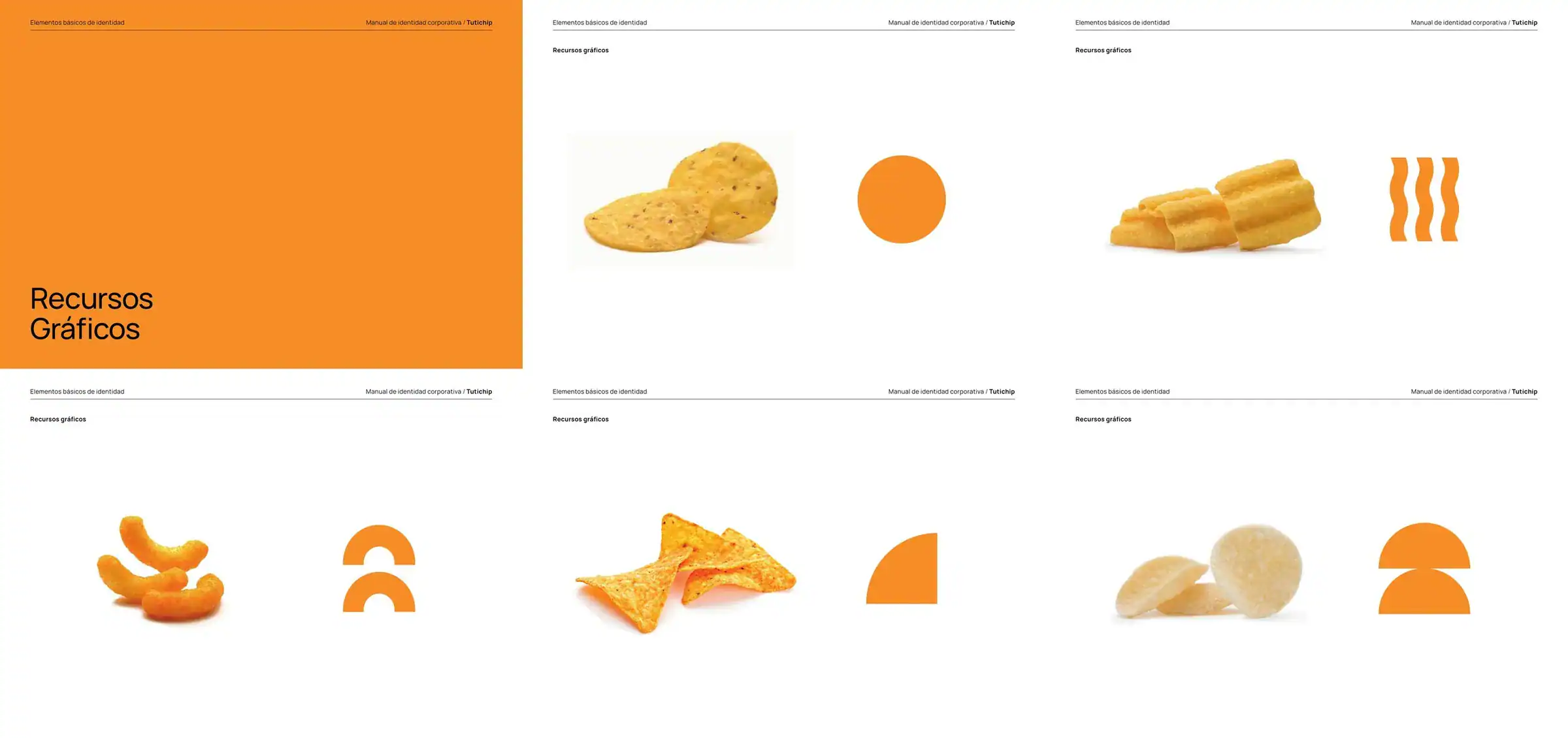 Recursos gráficos de Tutichip: cada forma nace de un snack real, sistema diseñado por Mariona Agency