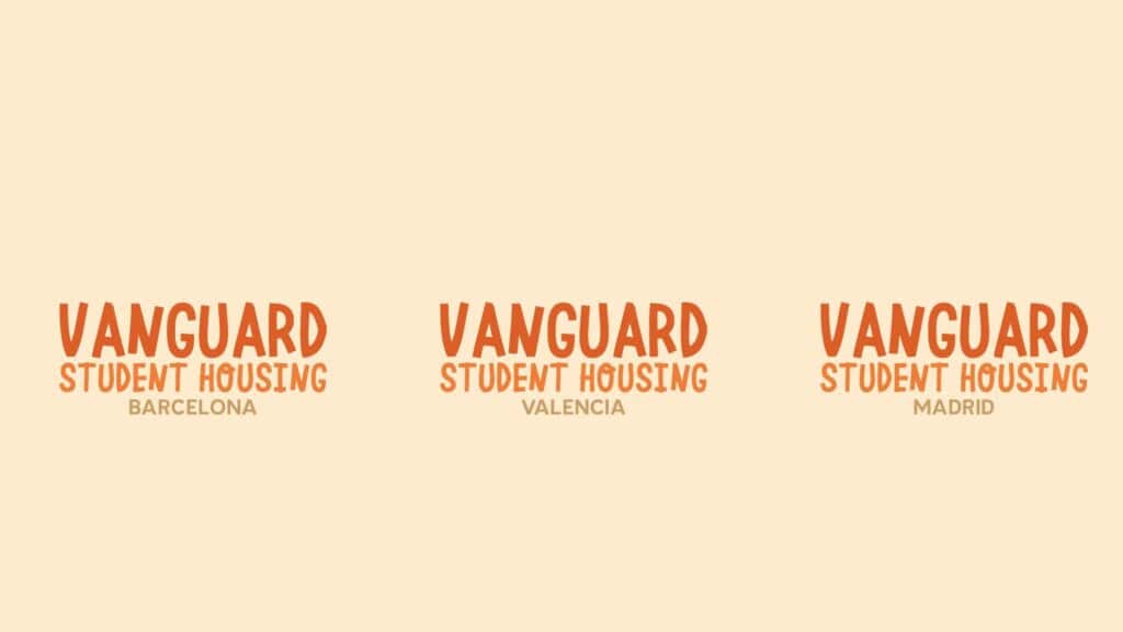 Versiones del logotipo de Vanguard Student Housing para Barcelona, Valencia y Madrid