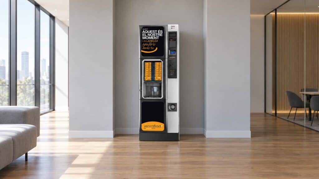 Recreación: máquina de vending de Vencafesa en una oficina