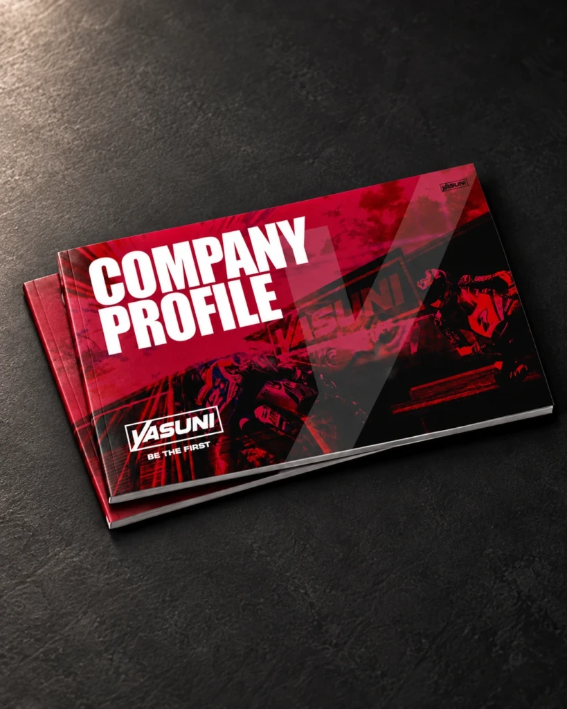 Visualisation: the Yasuni company profile, with its red “Be the first” cover, on a dark surface