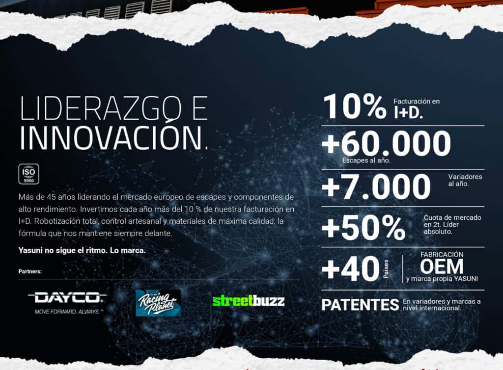 Sección Liderazgo e innovación de la web de Yasuni, con sus cifras de fabricación
