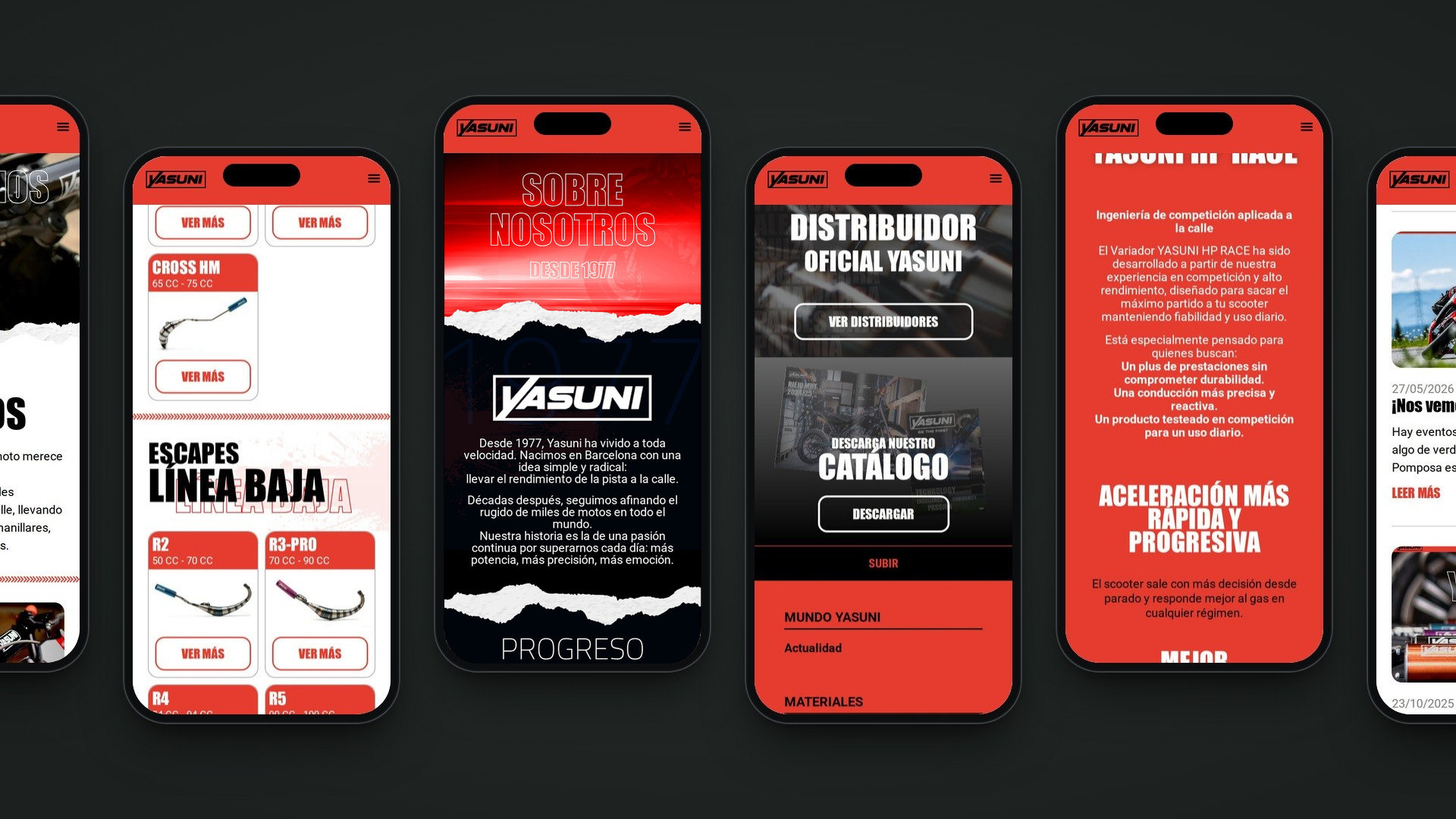 Seis móviles con páginas de la web de Yasuni