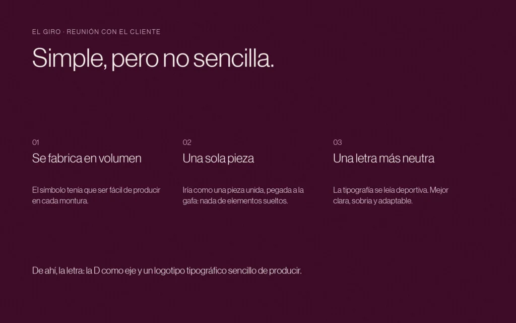«Simple, pero no sencilla»: las tres conclusiones de la reunión con el cliente que llevaron a un logotipo tipográfico