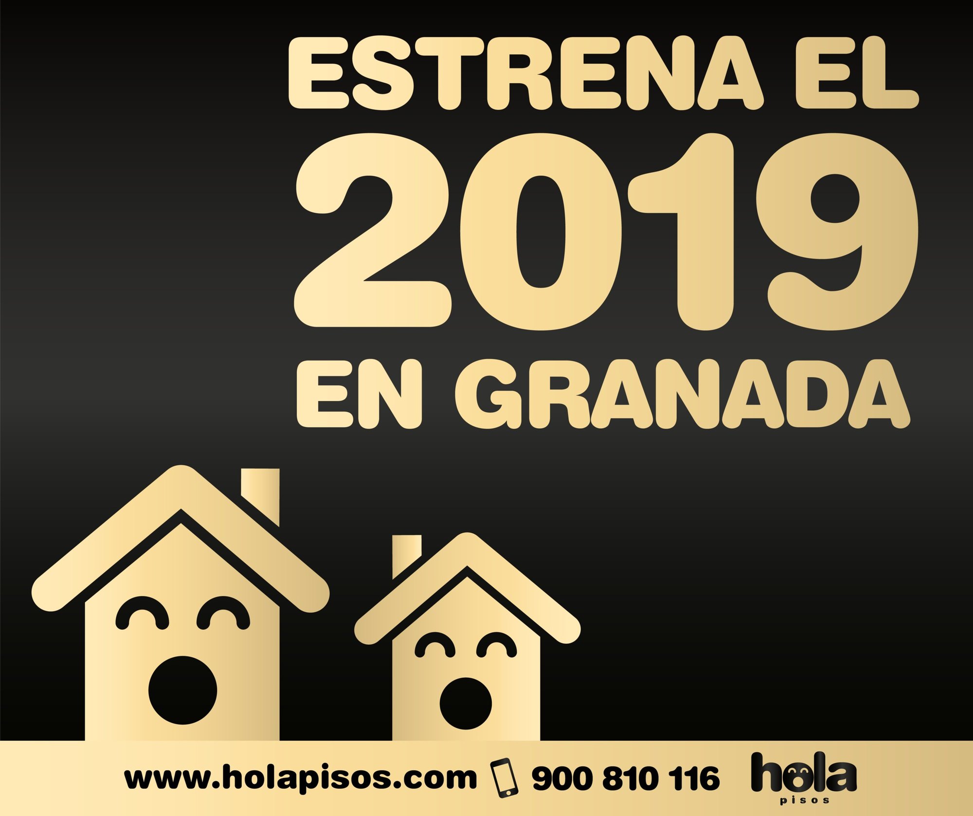 The “estrena el 2019” campaign in Granada, in black and gold