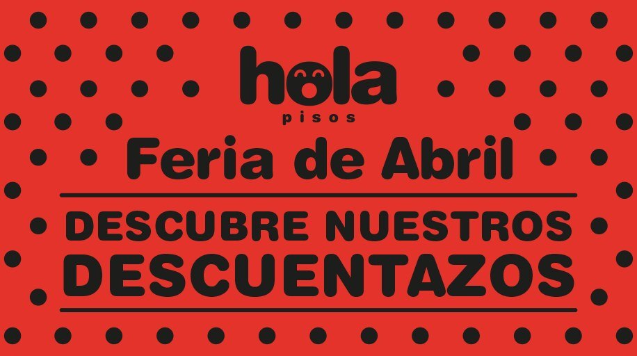 Feria de Abril: “descubre nuestros descuentazos” (discover our massive discounts), on polka dots