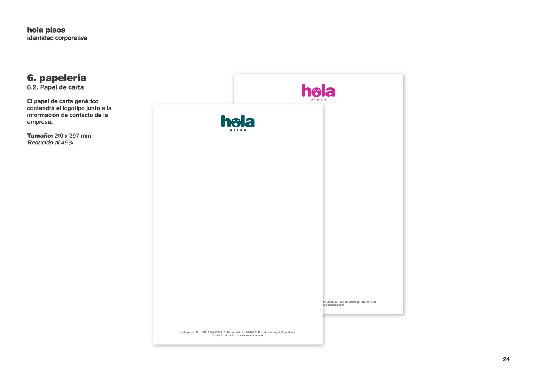 Hola Pisos identity manual: the stationery