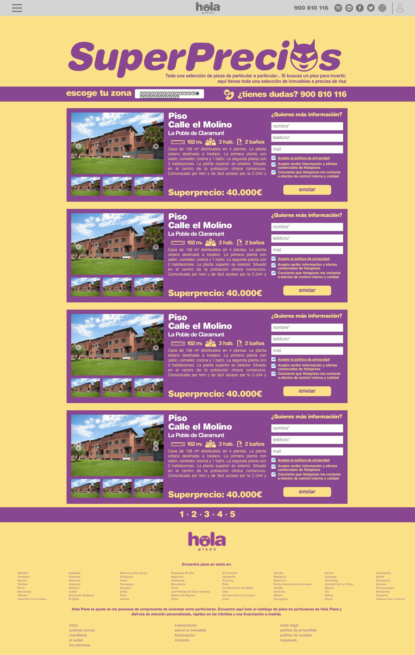 SuperPrecios, the special-offers section of the Hola Pisos portal