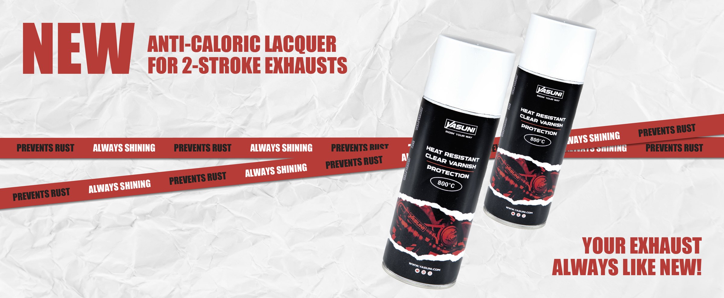 Banner del spray de laca anticalórica de Yasuni: Your exhaust always like new